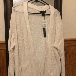 Tahari white knit oversized cardigan sweater